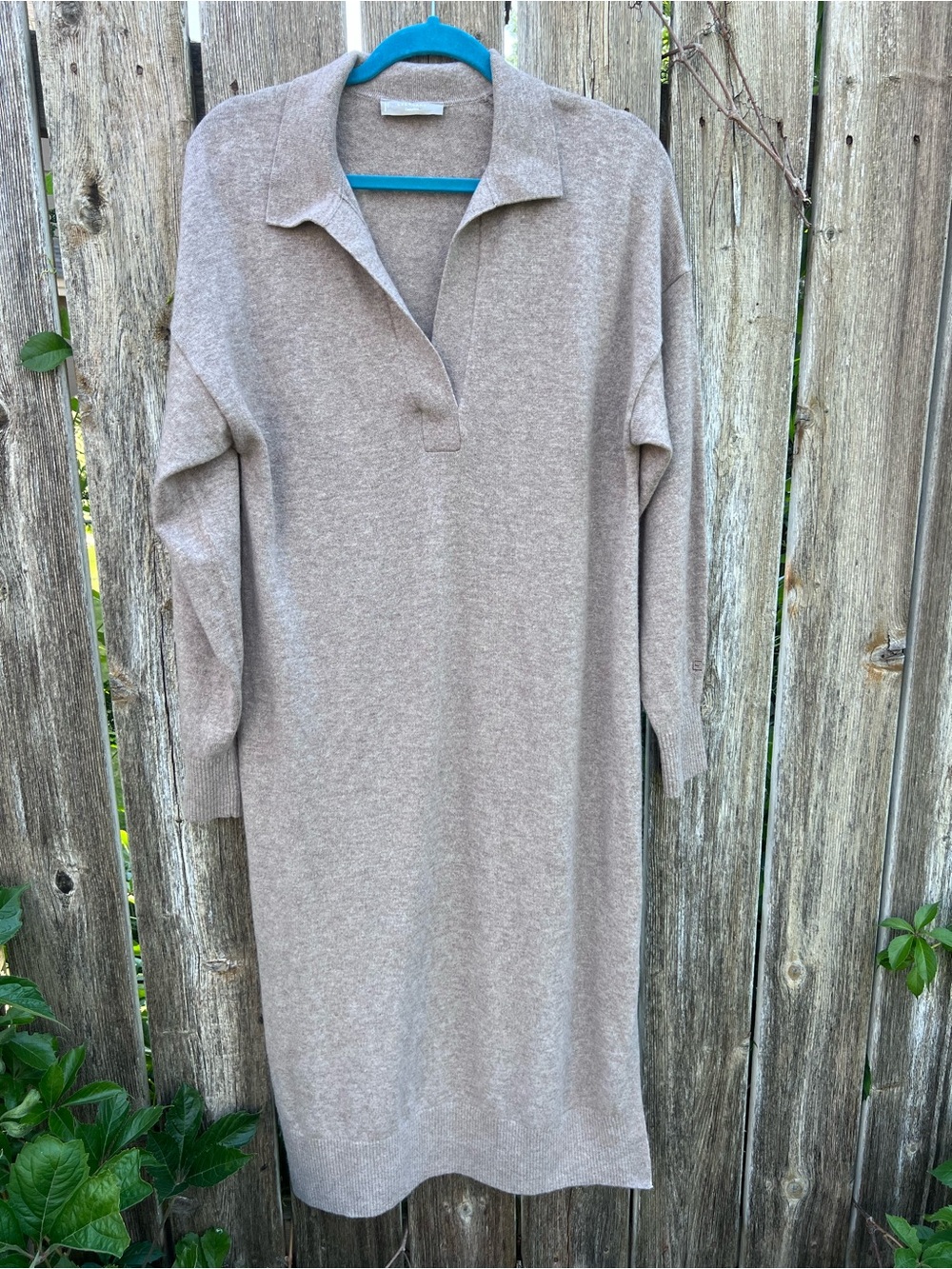 Everlane Cashmerr Taupe Collared Knit Sweater Dress